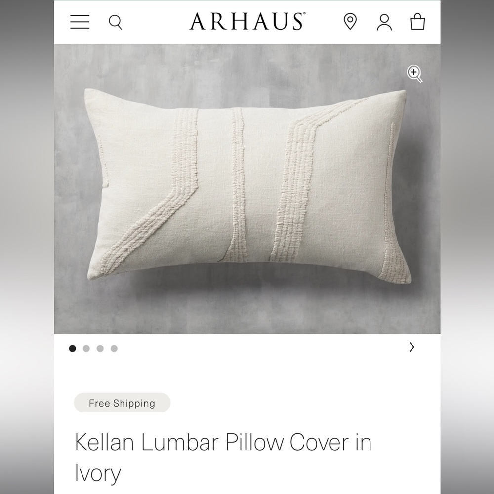 Arhaus Kellan Lumbar Cover and Pillow Insert in Ivory